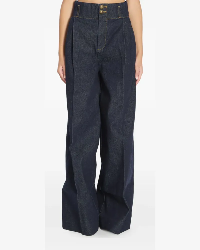 Zimmermann Weite Hypnotic High-Waist-Jeans mit Falten - Blau Blau