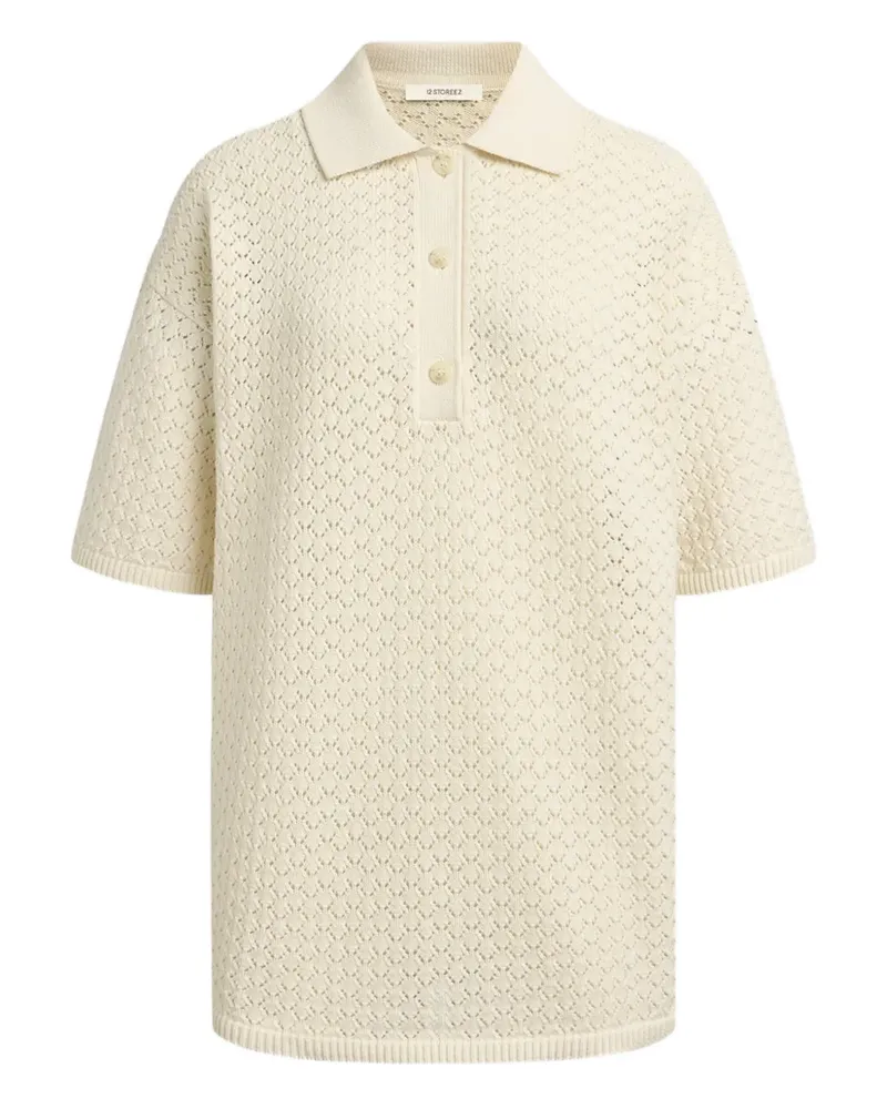 12 STOREEZ Gestricktes Poloshirt - Nude Nude