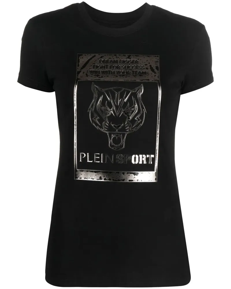 Philipp Plein Eng anliegendes T-Shirt mit Tiger - Schwarz Schwarz