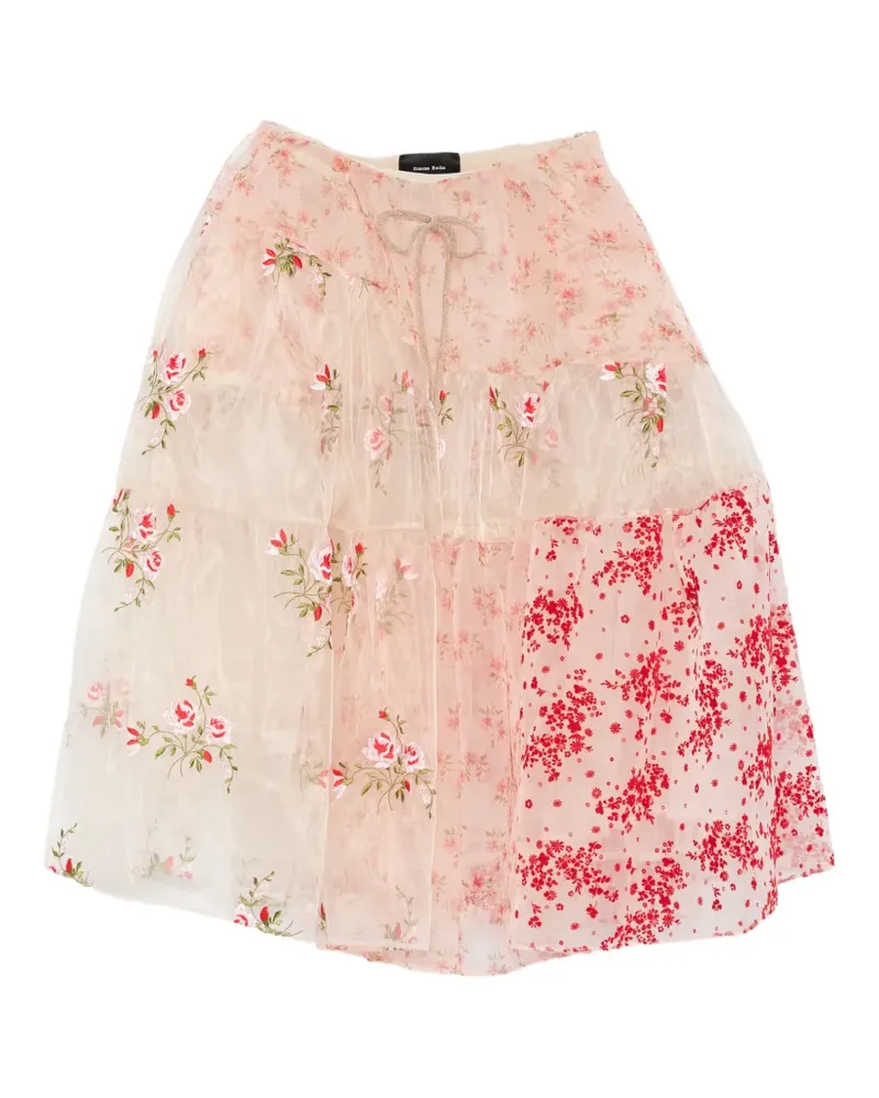 Simone Rocha patchwork sheer midi skirt - Rosa Rosa