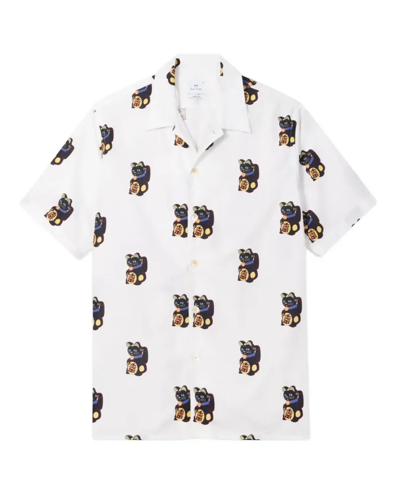 Paul Smith Lucky Cat printed shirt - Weiß Weiß