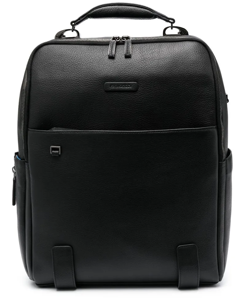 Piquadro Rucksack mit Logo-Patch - Schwarz Schwarz