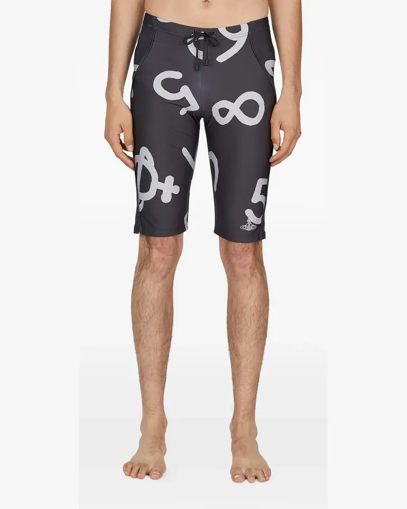 Vivienne Westwood Badeshorts mit Nummern-Print - Schwarz Schwarz