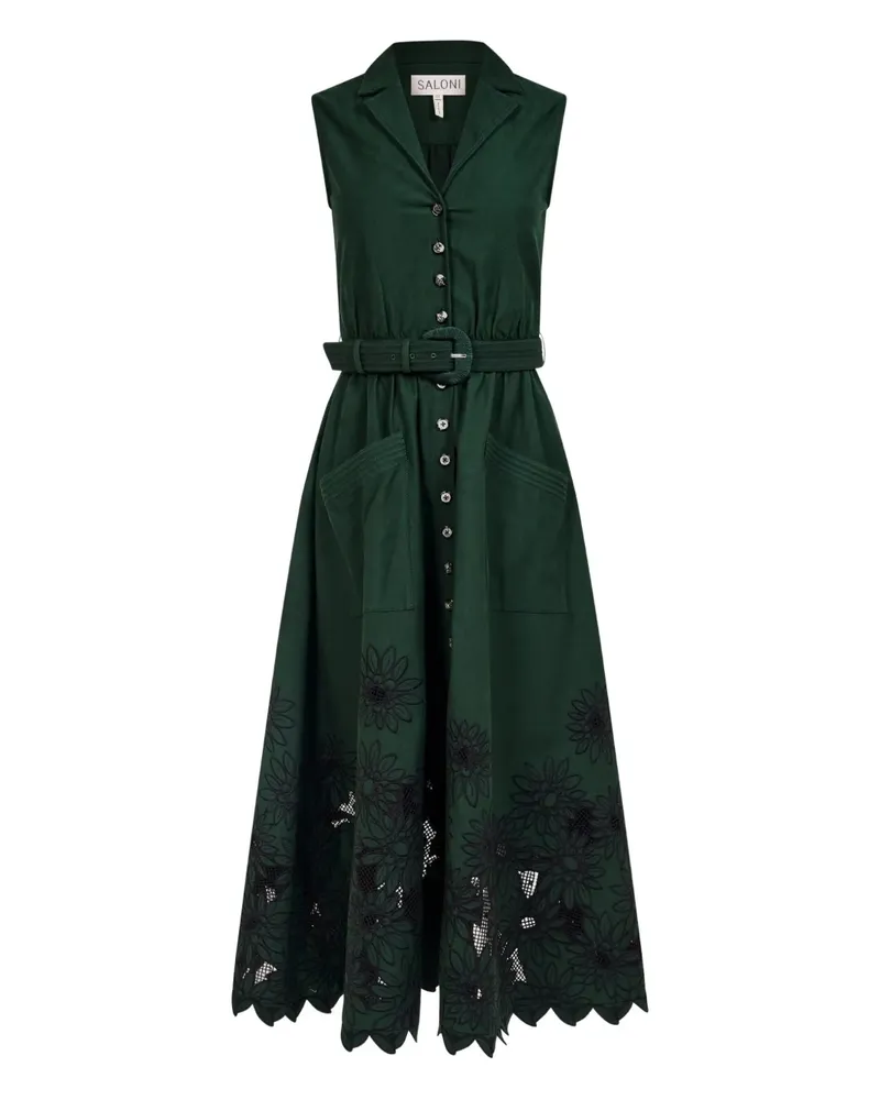 Saloni Midikleid mit Wellensaum - Grün Grün