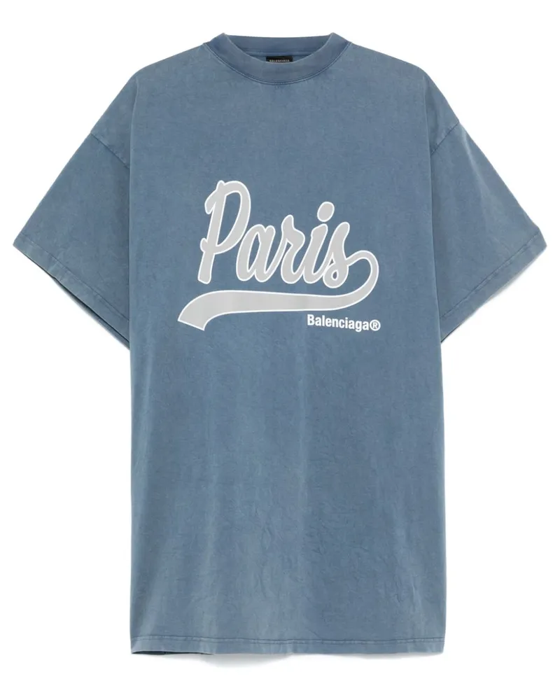 Balenciaga T-Shirt mit Slogan-Print - Blau Blau