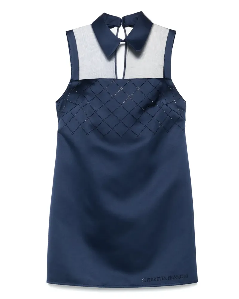 Elisabetta Franchi Satin-Minikleid mit Strass - Blau Blau