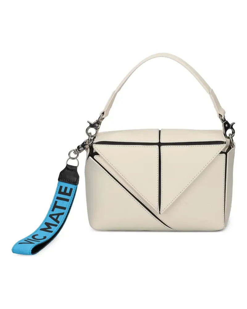 Vic Matié Rochelle Schultertasche mit geometrischen Einsätzen - Nude Nude