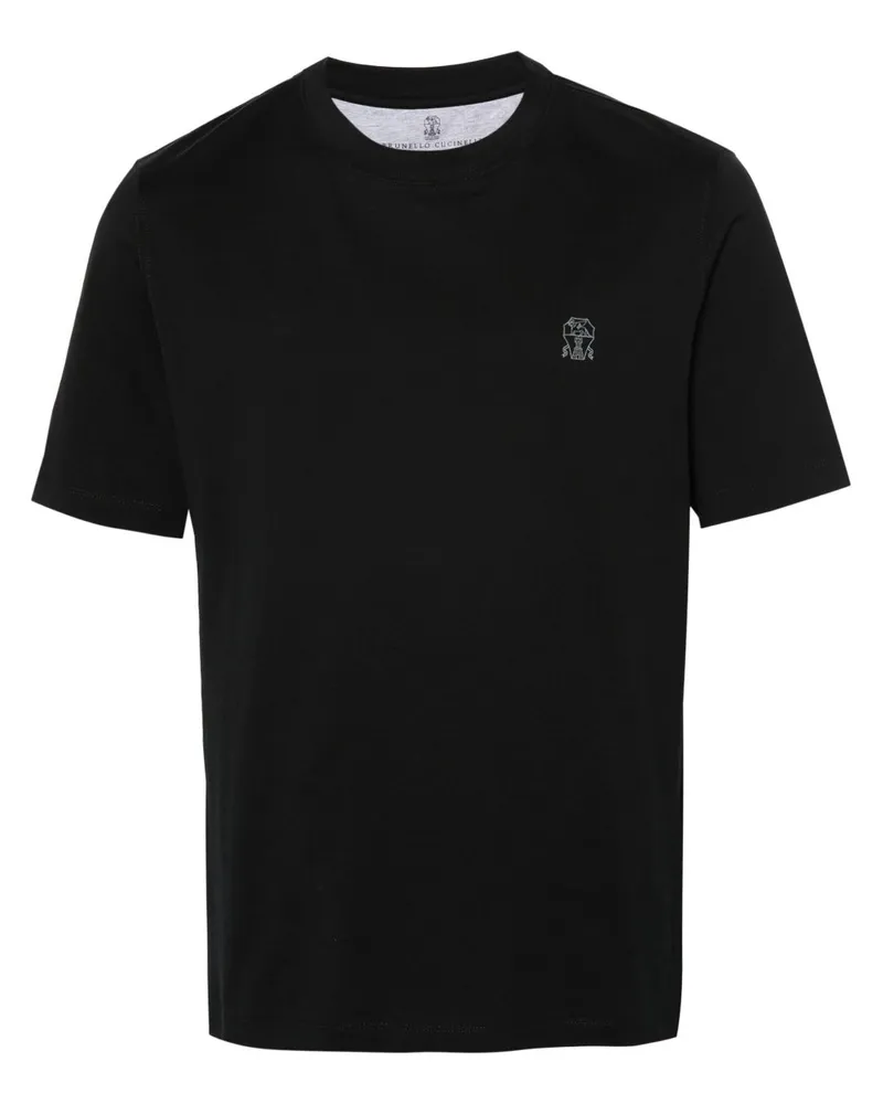 Brunello Cucinelli T-Shirt mit Logo-Print - Schwarz Schwarz