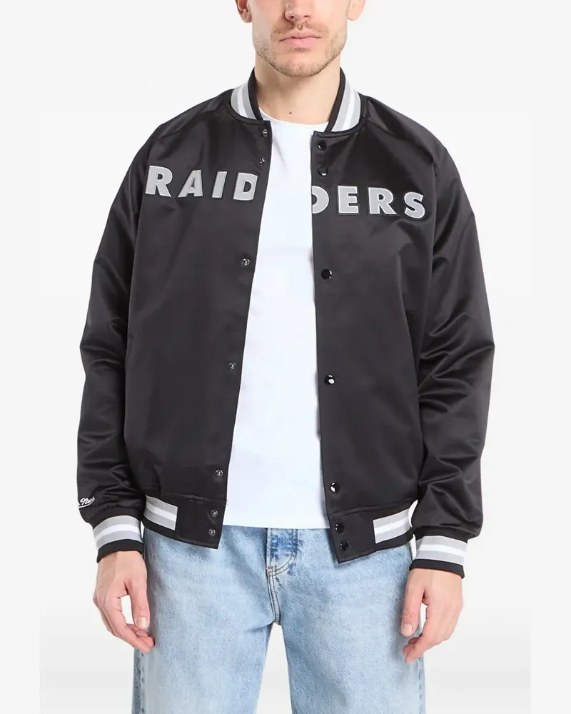 Mitchell & Ness x NFL Raiders Bomberjacke aus Satin - Schwarz Schwarz