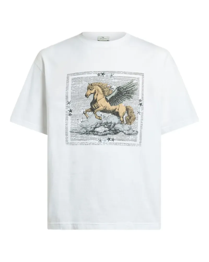 Etro cotton-jersey t-shirt with placed Pegaso-print - Weiß Weiß