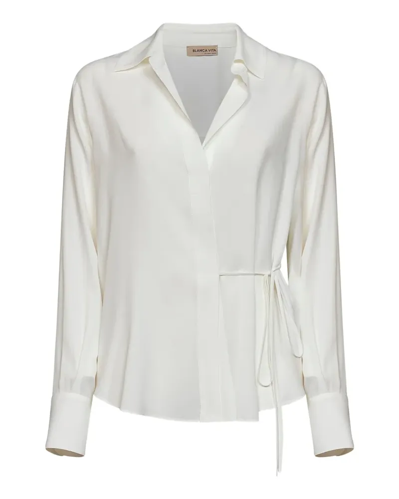 Blanca wrap-style polo-collar shirt - Weiß Weiß