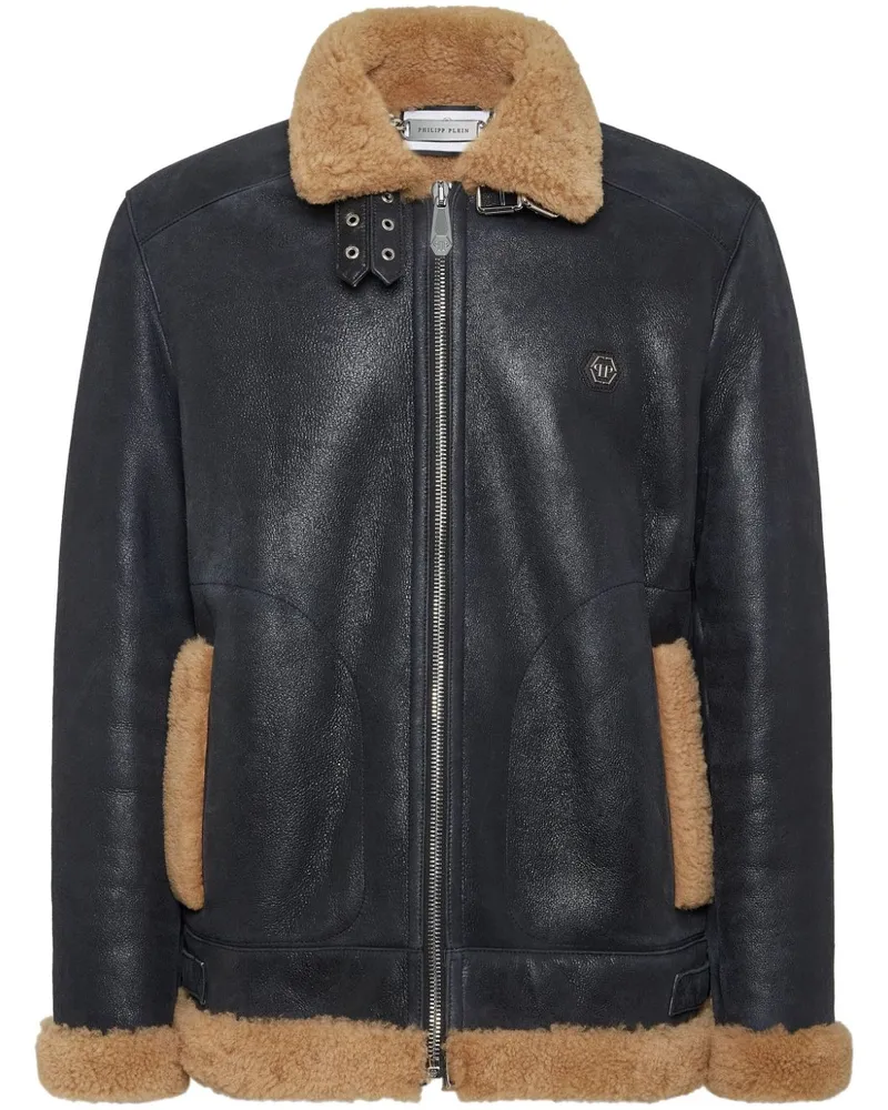 Philipp Plein Jacke mit Totenkopf-Stickerei - Schwarz Schwarz