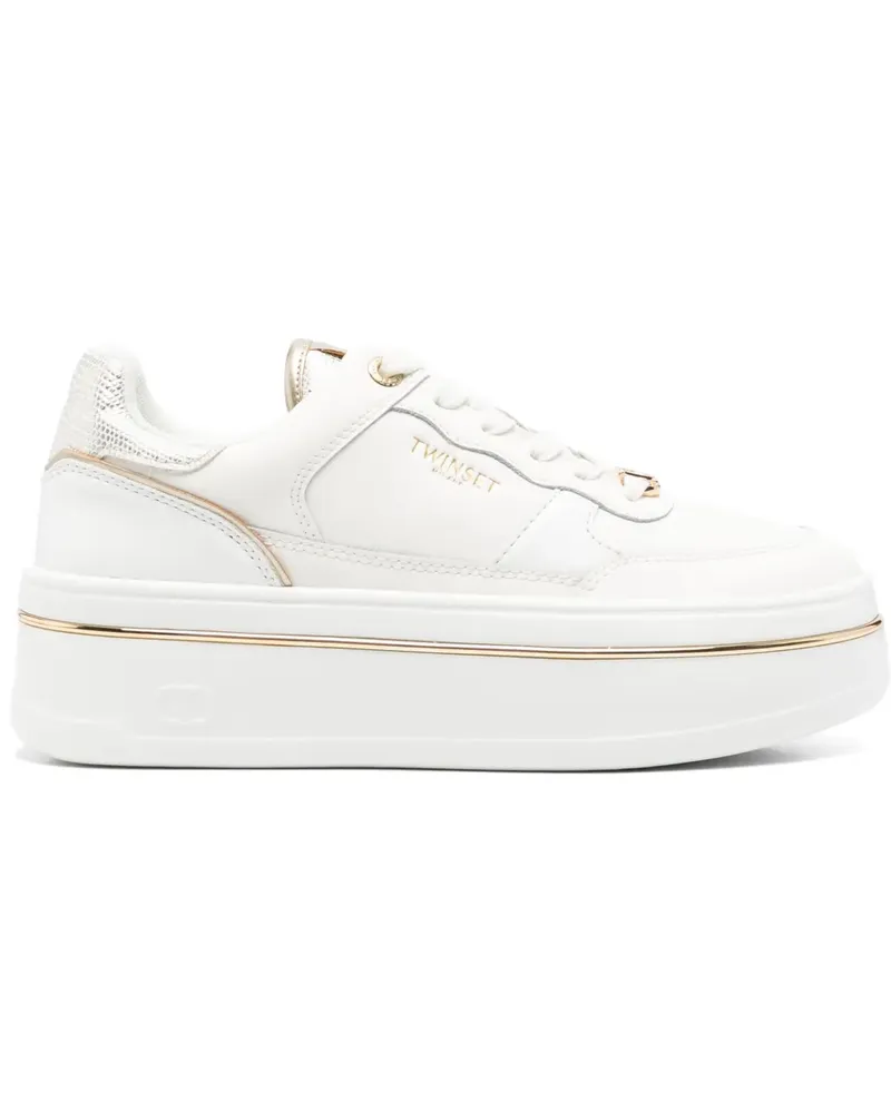 Twin-Set Sneakers mit Logo-Schild - Weiß Weiß