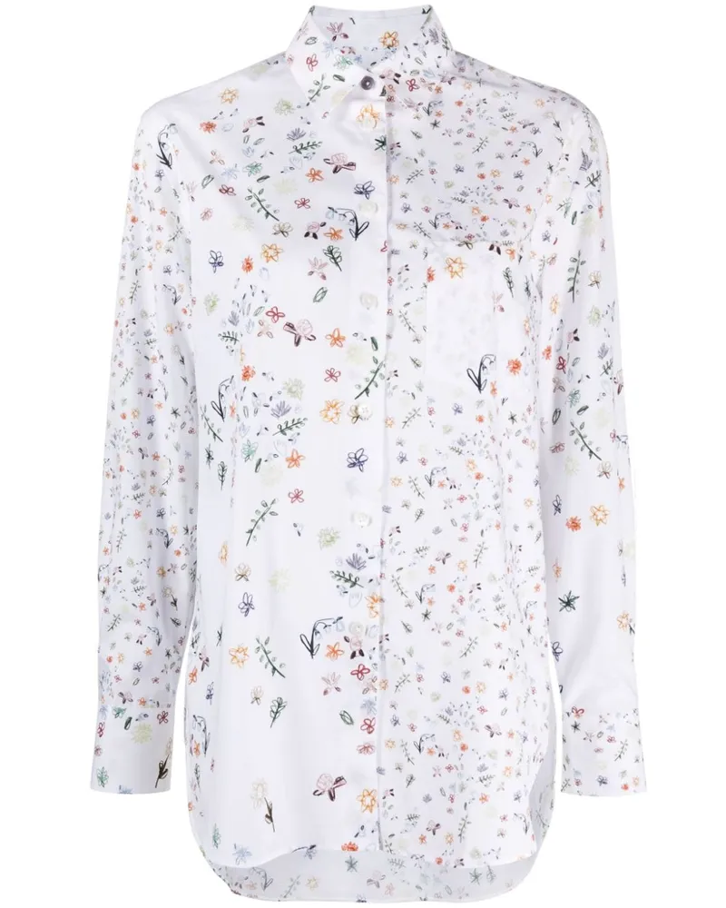 Paul Smith floral-print organic cotton shirt Weiß