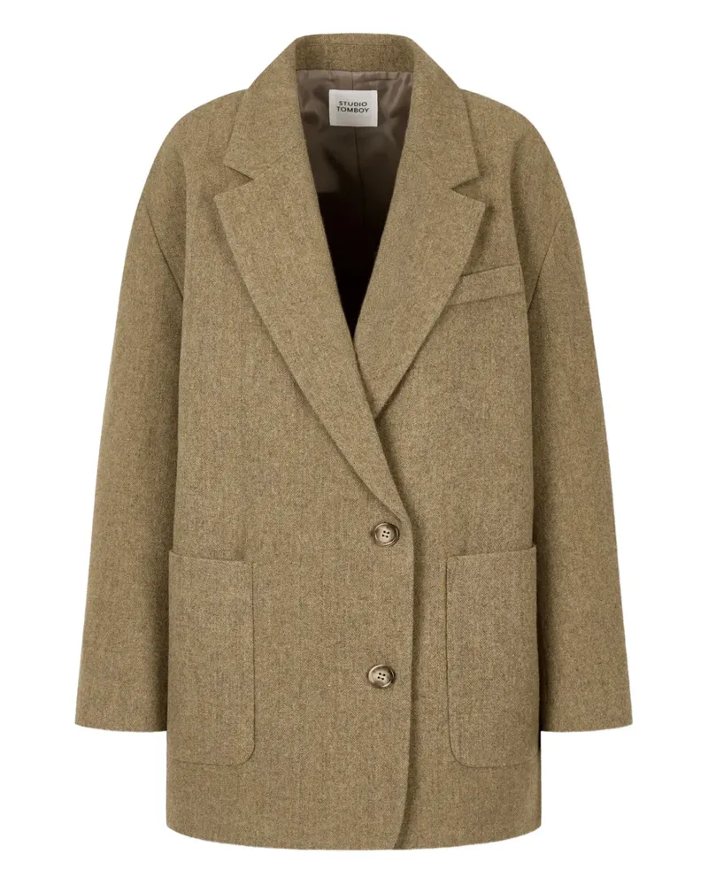 STUDIO TOMBOY herringbone-pattern coat - Nude Nude