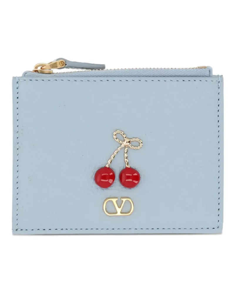 Valentino Garavani cherry-applique card holder - Blau Blau