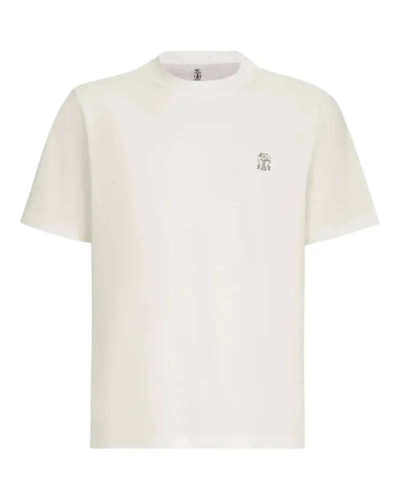Brunello Cucinelli T-Shirt mit Logo-Stickerei - Nude Nude