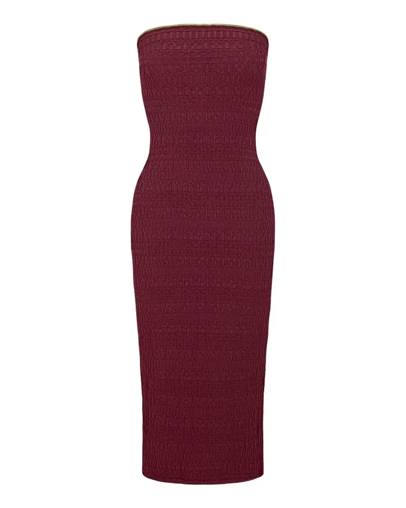 TROPIC of C smocked strapless midi dress - Rot Rot