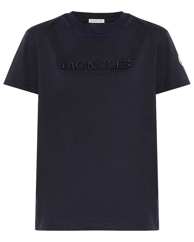 Moncler T-Shirt mit Logo-Stickerei - Blau Blau