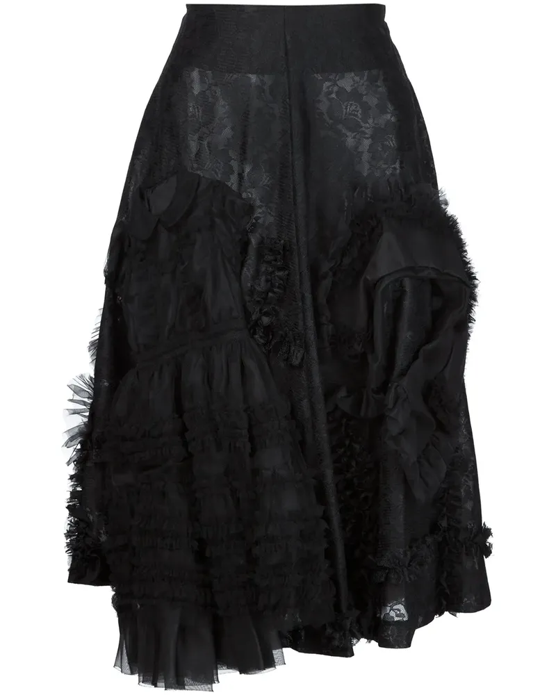Comme des Garçons Spitzenrock mit Rüschen - Schwarz Schwarz