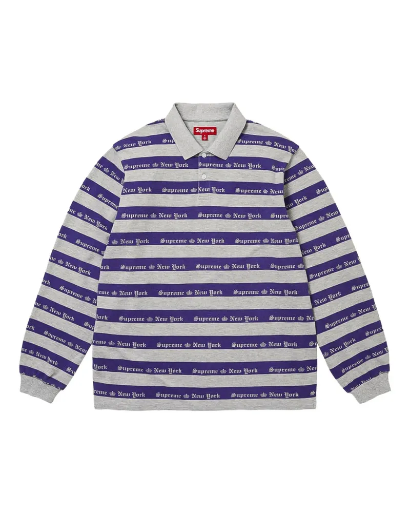 Supreme Being Old English Langarm-Poloshirt - Grau Grau