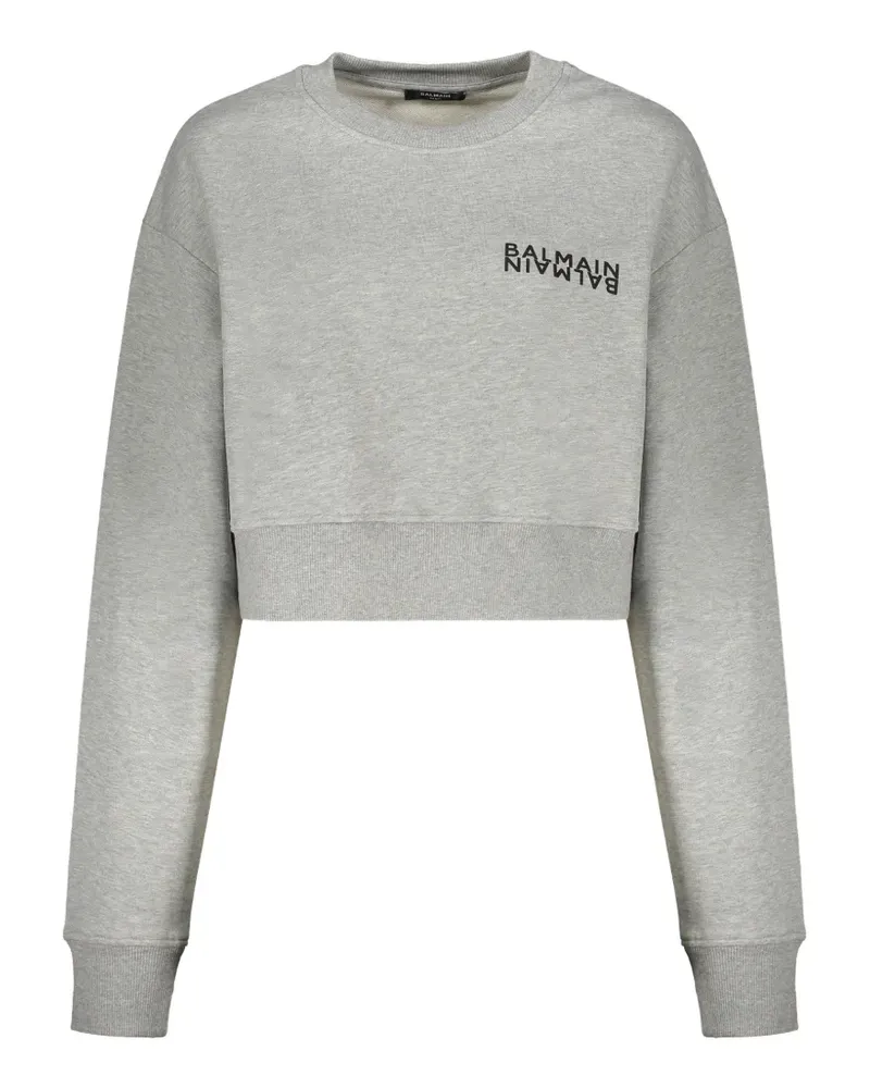 Balmain Cropped-Sweatshirt - Grau Grau