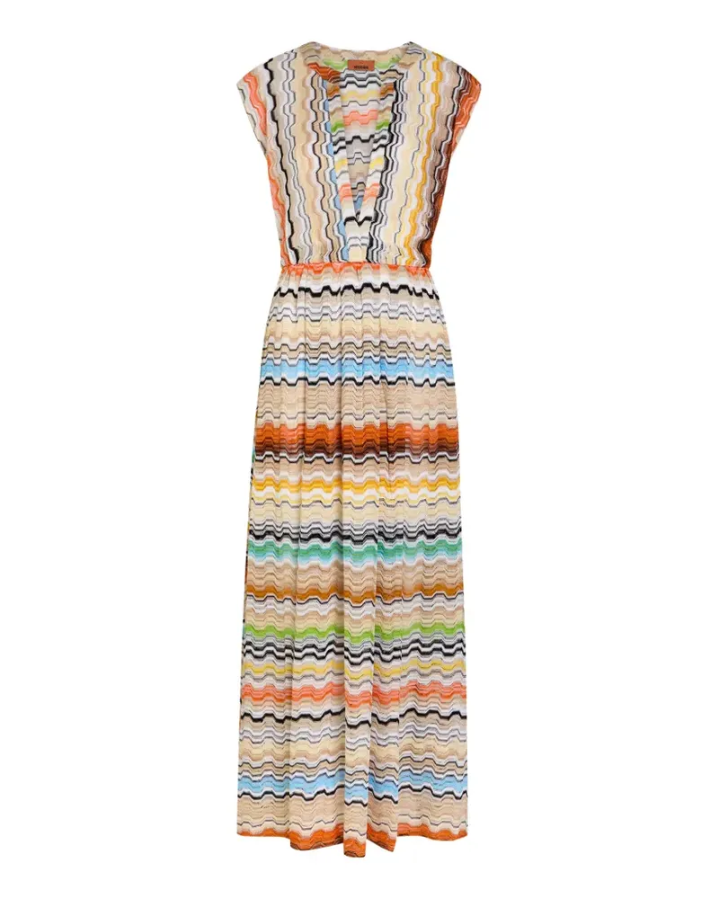 Missoni zigzag-knit V-neck maxi dress - Nude Nude