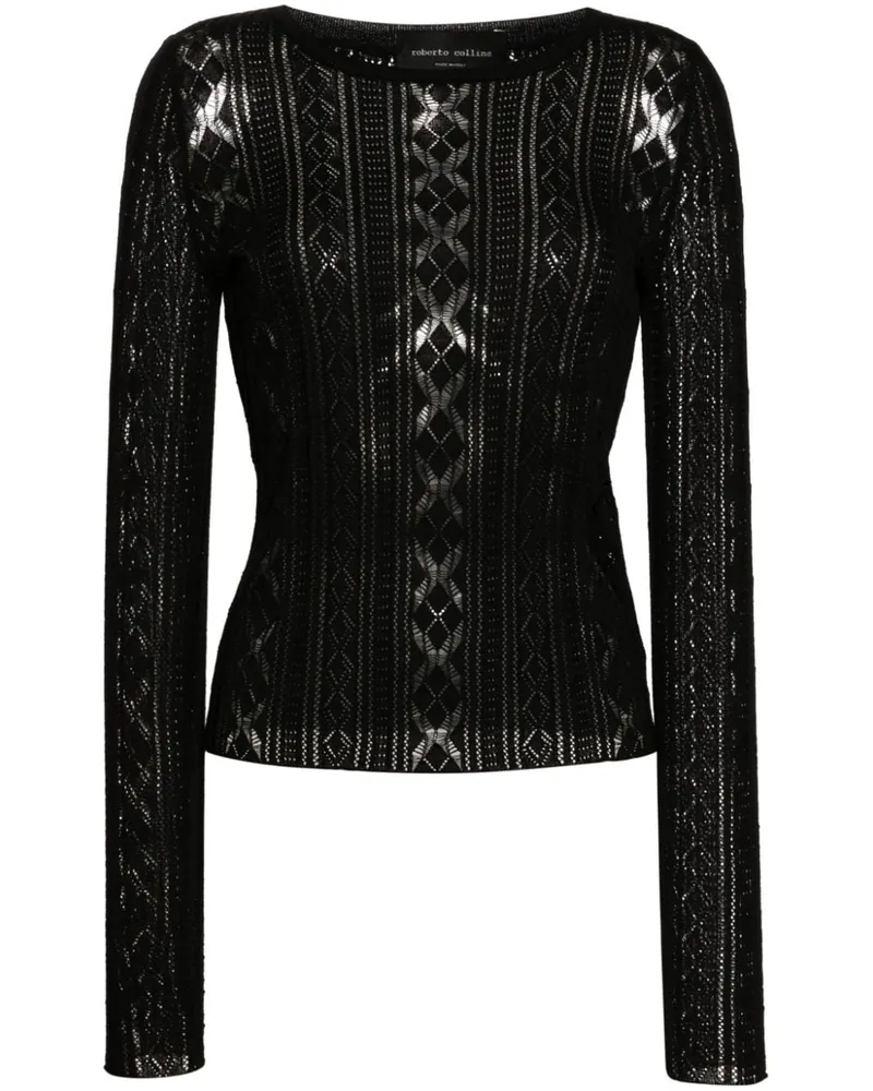 Roberto Collina Pullover aus Pointelle-Strick - Schwarz Schwarz