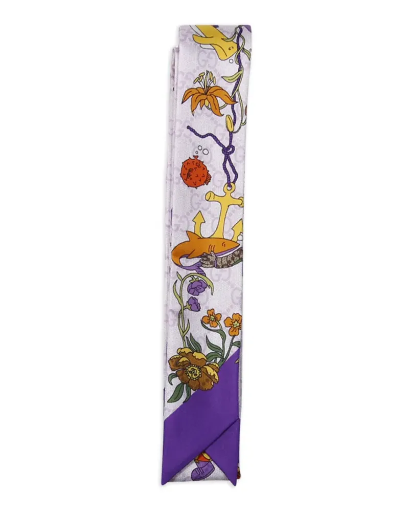 Gucci Schal mit Blumen-Print - Violett Violett