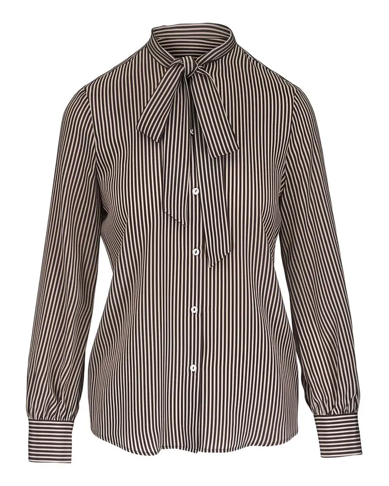 Nili Lotan Gestreifte Irina Bluse mit Schleifenverschluss - Braun Braun