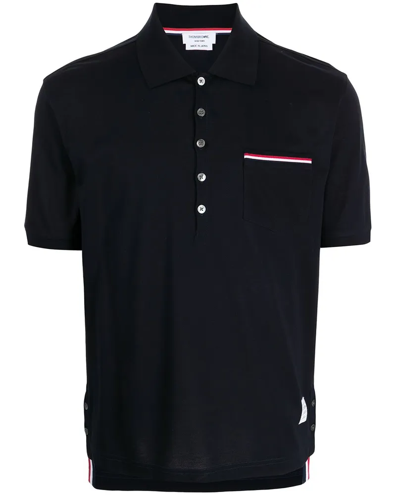 Thom Browne Poloshirt mit Streifendetail - Blau Blau