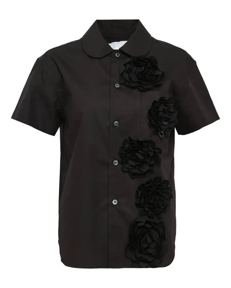 Comme des Garçons rose-embellished short-sleeved shirt - Schwarz Schwarz