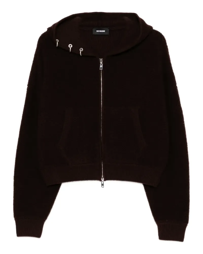 WE 11 DONE Boucle Kapuzenjacke mit Reißverschluss - Braun Braun