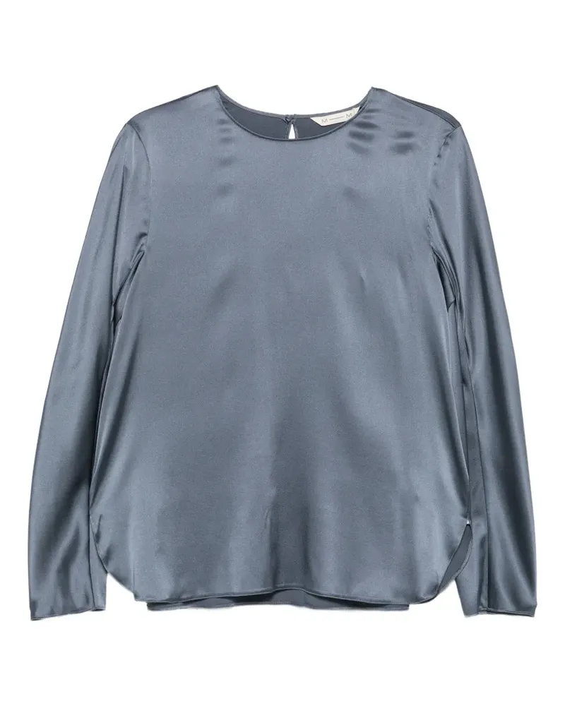 Max Mara satin-finish long-sleeve shirt - Blau Blau