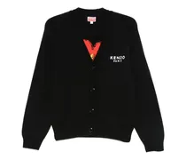 Geknöpfter Boke Flower Cardigan mit Logo-Stickerei - Schwarz