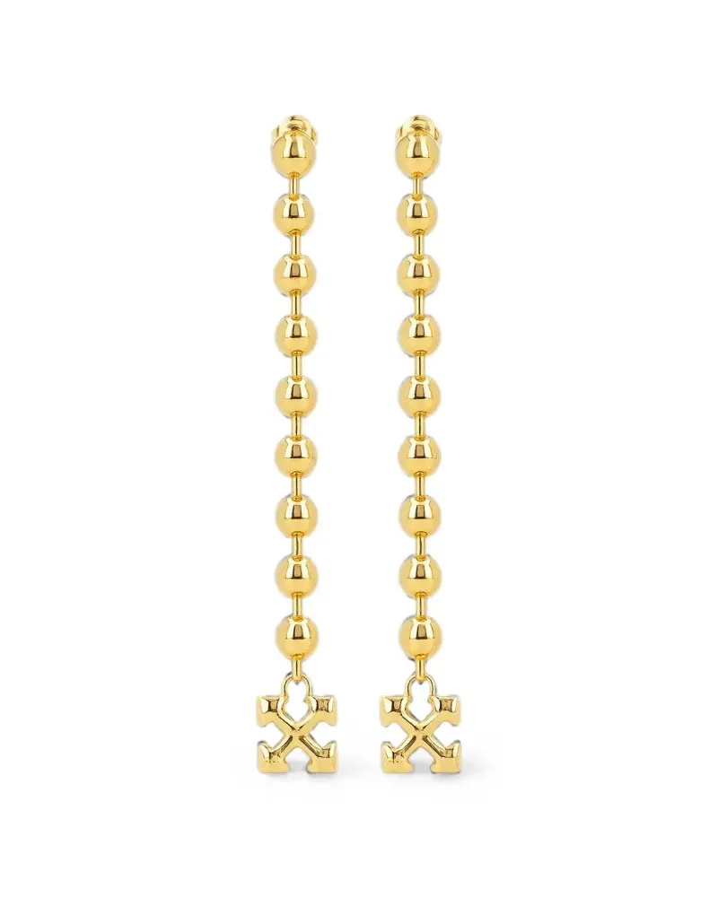 OFF-WHITE Arrow-motif ball-chain earrings - Gold Gold