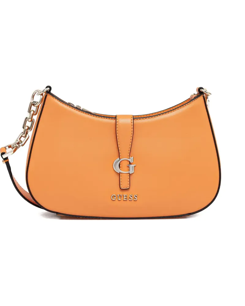 Guess Carrie Schultertasche mit Logo-Schild - Orange Orange