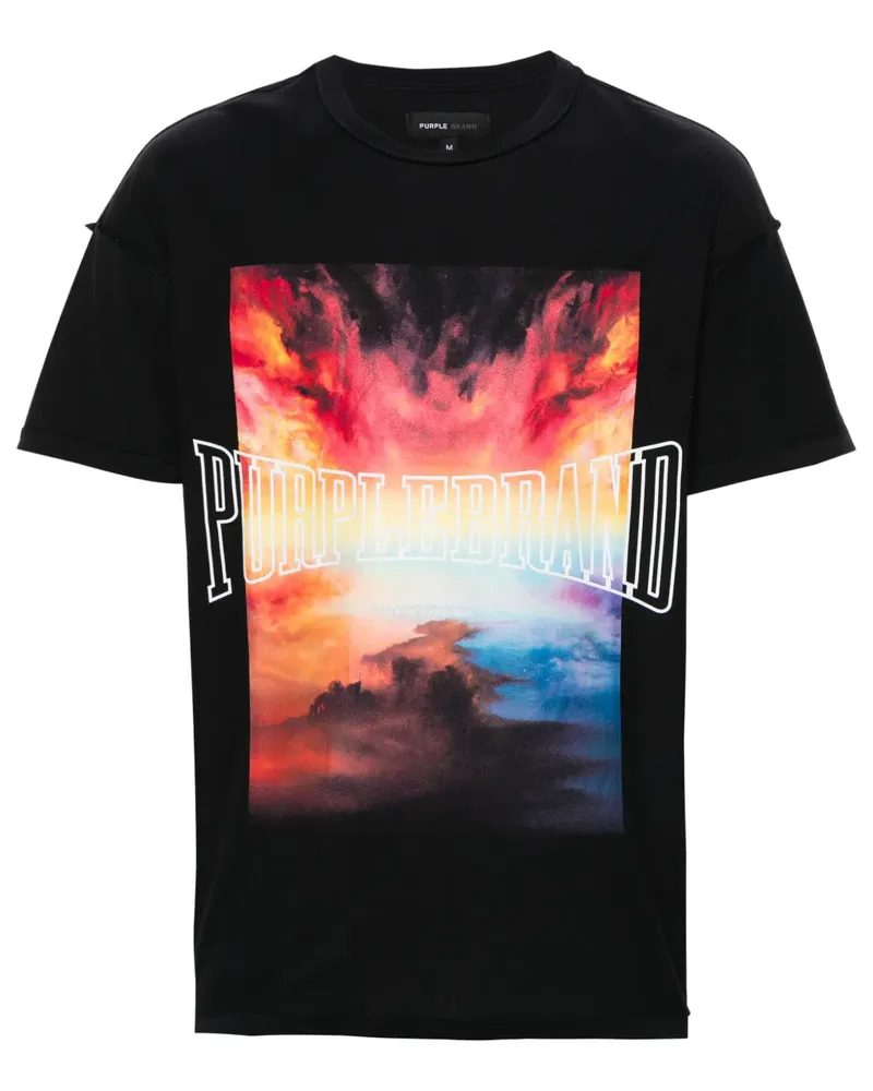 PURPLE BRAND T-Shirt mit Logo-Print - Schwarz Schwarz
