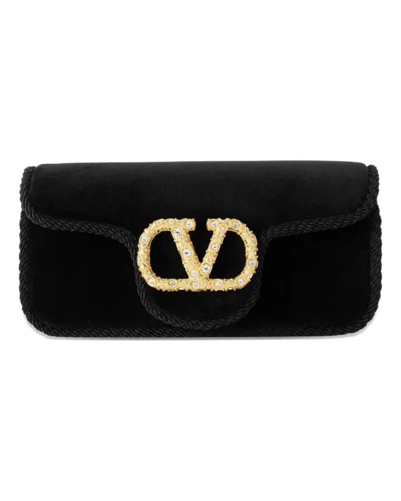 Valentino Garavani Locò Clutch aus Samt mit Schmucksteinen - Schwarz Schwarz