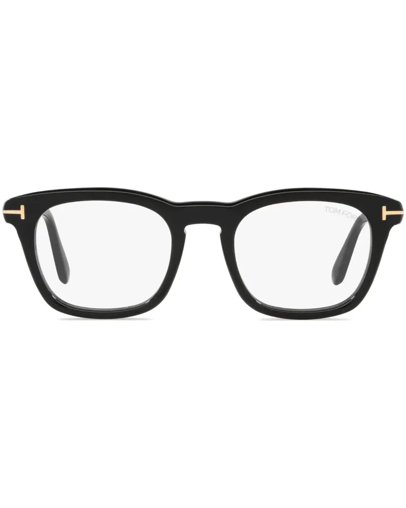 Tom Ford Eckige Brille mit Logo-Schild - Schwarz Schwarz
