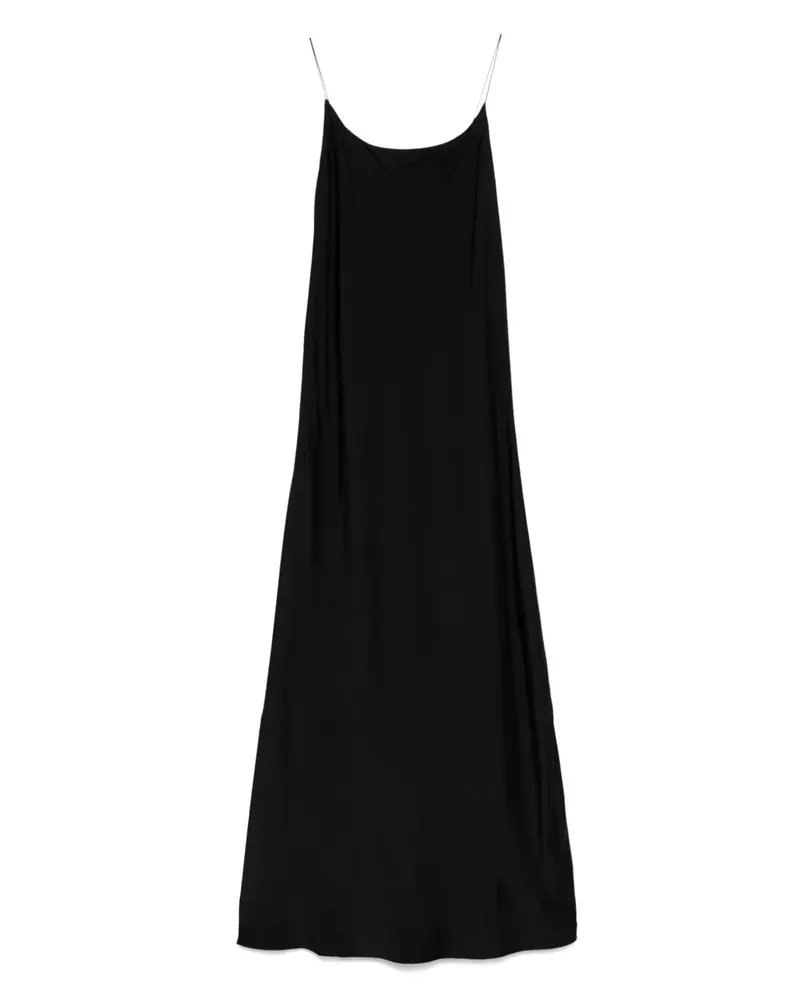 Petar Petrov Magnolia Midikleid mit Spaghettiträgern - Schwarz Schwarz