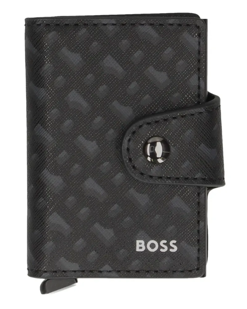 HUGO BOSS Kartenetui mit Monogrammmuster - Schwarz Schwarz
