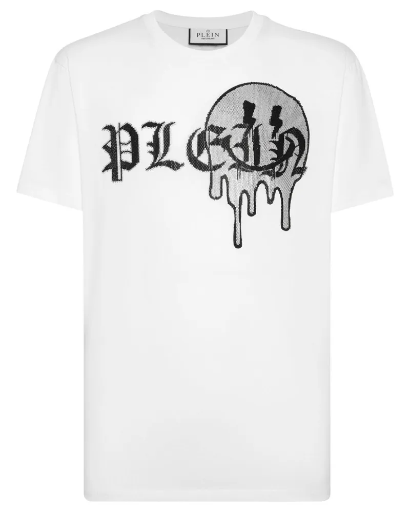 Philipp Plein T-Shirt mit Strass-Logo - Weiß Weiß