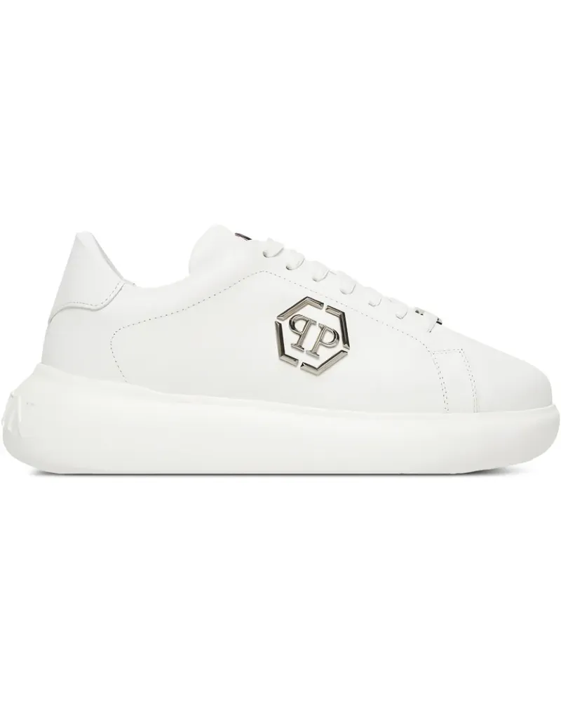 Philipp Plein logo-plaque flat sneakers - Weiß Weiß