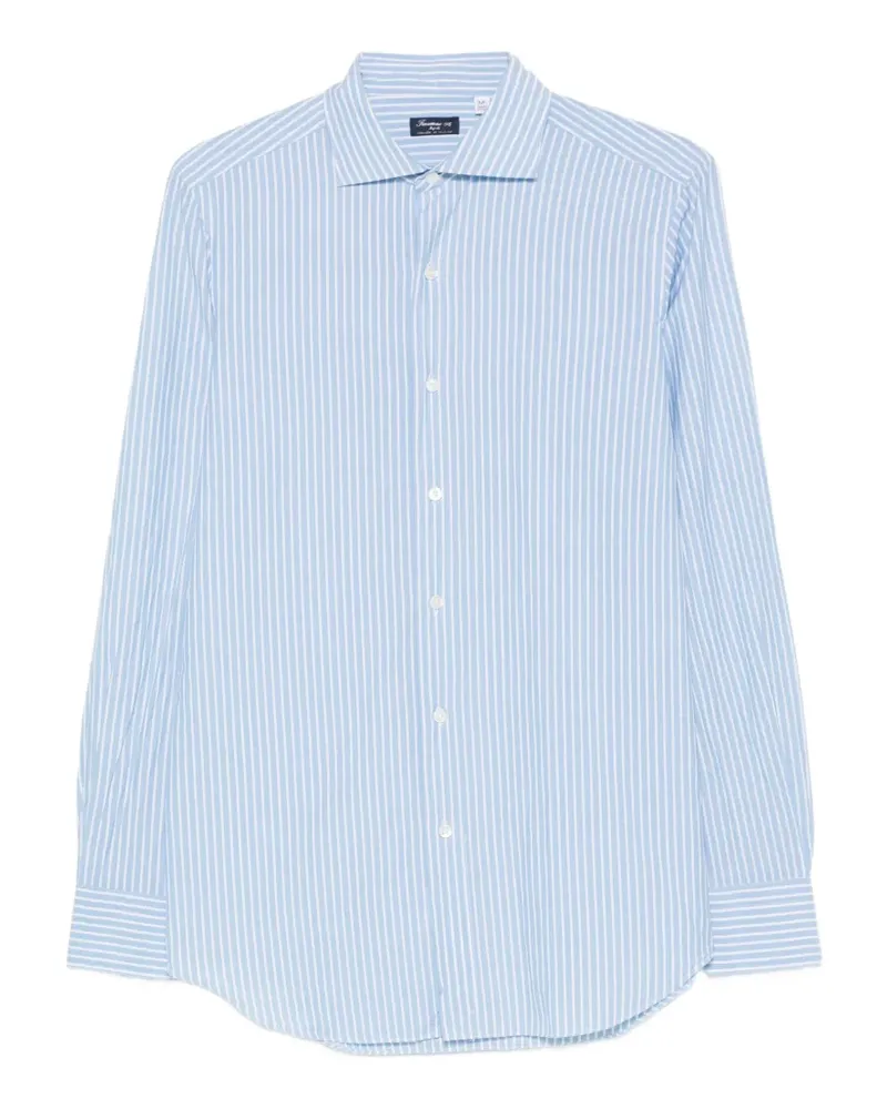 Finamore 1925 vertical-stripe long-sleeve shirt - Blau Blau
