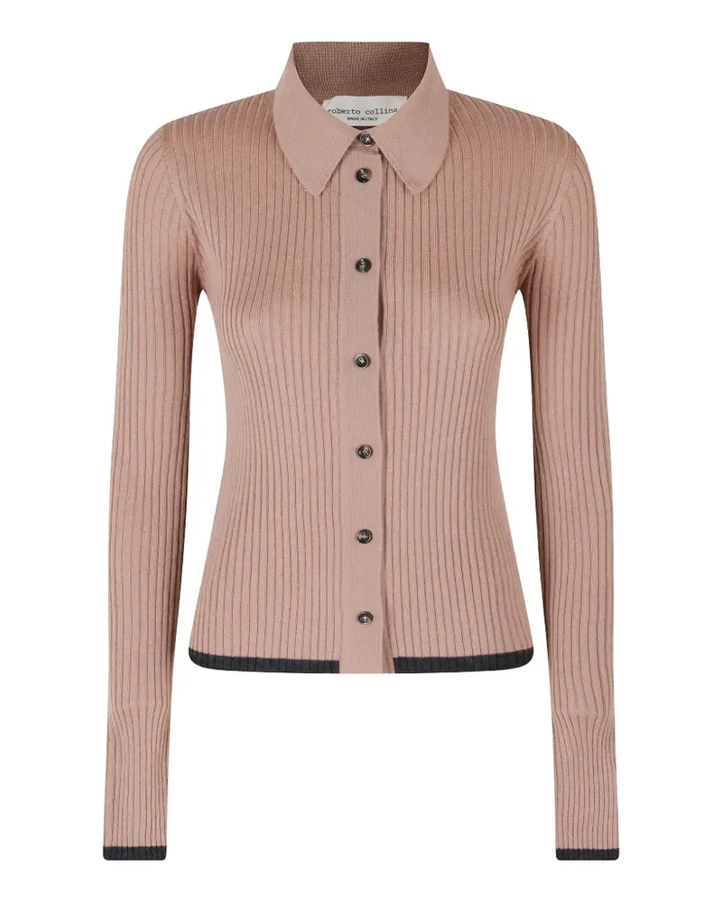 Roberto Collina ribbed-knit polo cardigan - Rosa Rosa