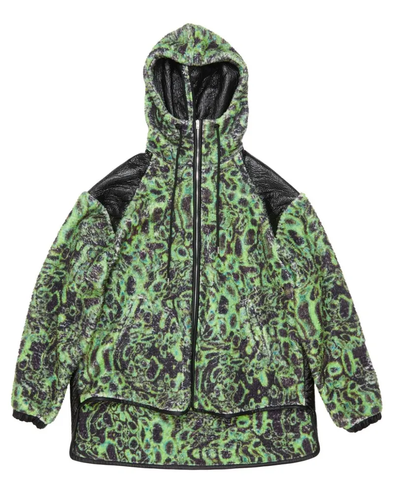 Acne Studios Fleece-Kapuzenjacke mit Print - Grün Grün