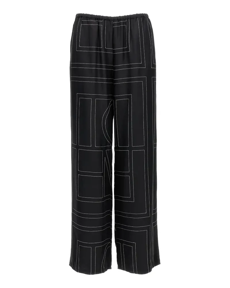 Totême embroidered silk trousers - Schwarz Schwarz