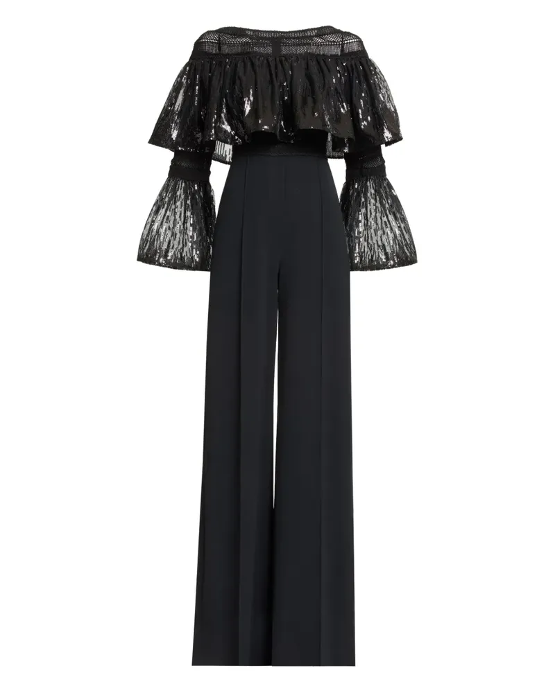 Elie Saab Jumpsuit mit Pailletten - Schwarz Schwarz