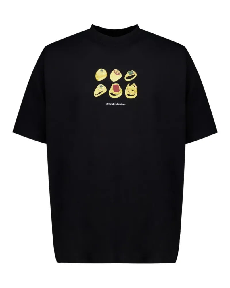 Drôle de Monsieur Rings graphic-print T-shirt - Schwarz Schwarz